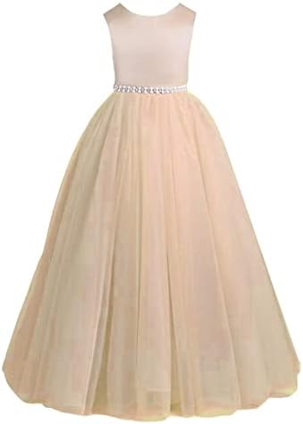Yay Rüya Vintage Uzun Tül Çiçek Kız Elbise Çocuklar Düğün Doğum Günü İlk Communion Elbise