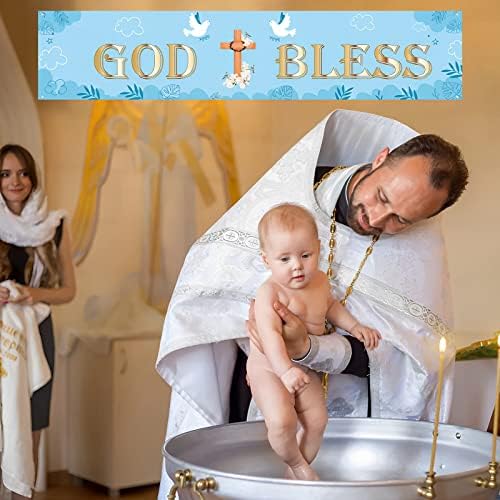 Kımını-Kı Mavi Tanrı Korusun Afiş, Çapraz Lager Afiş, İlk Cemaat Vaftiz Bebek Duş Parti Süslemeleri, 1. Komünyon,
