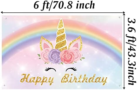 6x3. 6ft Unicorn Doğum Günü Backdrop Kızlar için Unicorn Doğum Günü Afiş Gökkuşağı Çiçek Unicorn Doğum Günü Partisi