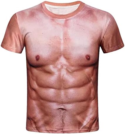 Komik erkek t-shirtleri Kısa Kollu Yuvarlak Boyun Tees 3D Kas Baskılı Çirkin Yaz Bluz Casual Streetwear Hip Hop Gömlek