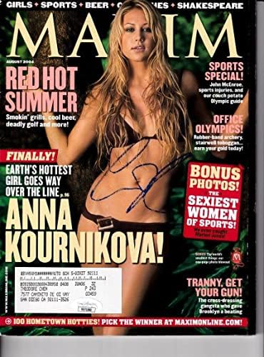 Anna Kournikova imzalı 2004 Maxim dergisi seksi bikini kapağı JSA COA İmzalı Tenis Dergileri