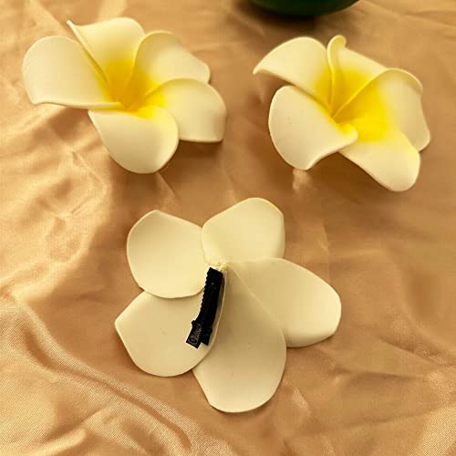 Hawaiian Plumeria Çiçek saç tokası s Kadınlar için Hawaiian Aksesuarları Plaj Partisi için Seyahat Beyaz Çiçek saç