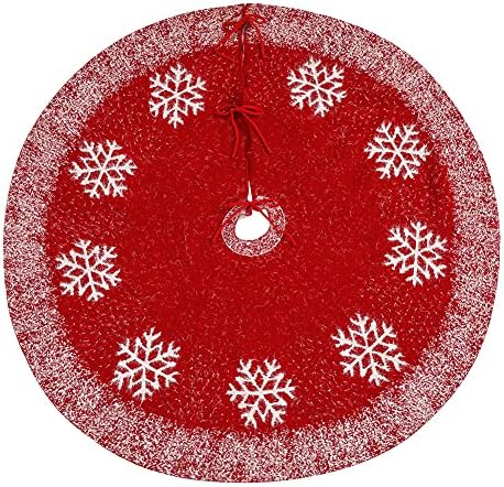 Boddenly 47 İnç Peluş Etek Noel Ağacı Etek, yaratıcı ve Zarif Baskı Ağacı Alt Dekorasyon Noel Malzemeleri Ülke Rustik