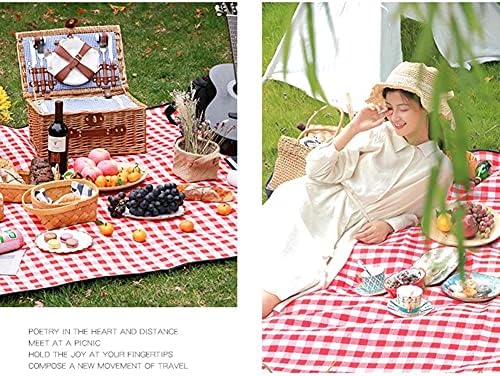 GENİGW Açık Su Geçirmez piknik örtüsü Battaniye Kamp Plaj Mat 200x200cm Ekose pamuklu pazen Uyku Pedi (Renk: E)