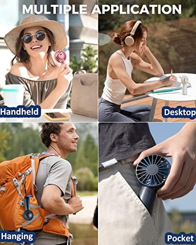 El Fanı Mini Taşınabilir Fan, 8-25 Saat Kişisel El Tipi Fan, USB Şarj Edilebilir Küçük Taşınabilir Fan, 3 Hızlı Pille