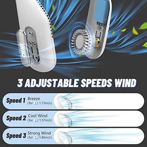 DIKI Taşınabilir Boyun Fanı, Bladeless Fan, şarj Edilebilir Kişisel Fan, 360 ° Soğutma Giyilebilir Fan, 3 Hız 70 Hava