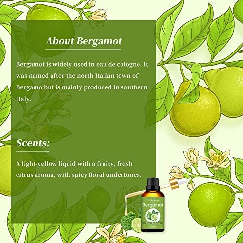 Bergamotlu Nane Esansiyel Yağı Paketi Uçucu Yağ Bergamot Koku Yağı Cilt, Sabun Yapımı, Mum Yapımı için Saf ve Doğal