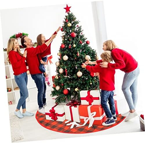 ISMARLAMA Noel Ağacı Etek Beyaz Halı Sepeti Dekor Süsler Kırmızı 1 adet Noel Ağacı Mat Noel Ağacı Yaka Noel Ağacı