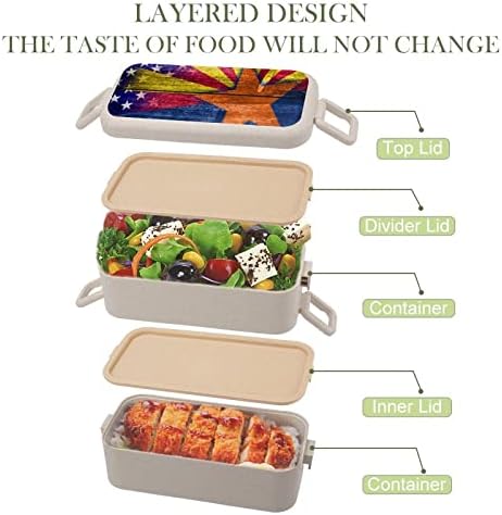 ABD ve Arizona Eyalet Bayrağı Çift İstiflenebilir Bento yemek kabı Modern Bento Konteyner Gereçler Seti