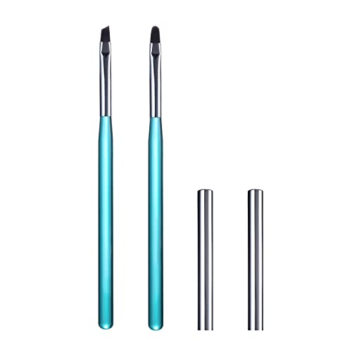2 adet Tırnak Sanat Temizleme Fırçaları, yuvarlak ve Açılı Kafa ile tırnaklar için boyama fırçaları Kalem Boyama Araçları
