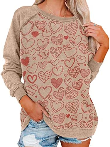 JJHAEVDY Sevgililer Günü Gömlek Kadın Aşk Kalp Mektup Baskı Kazak Grafik Kazaklar Kazak Bluz Tops