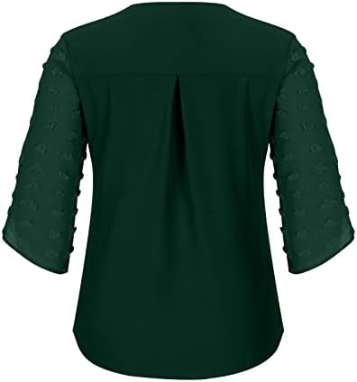 Puf Kollu Üstleri Kadınlar için Moda Casual Katı V Yaka Gevşek kısa kollu tişört Üst Bluz Kazak Parti Flowy Tops