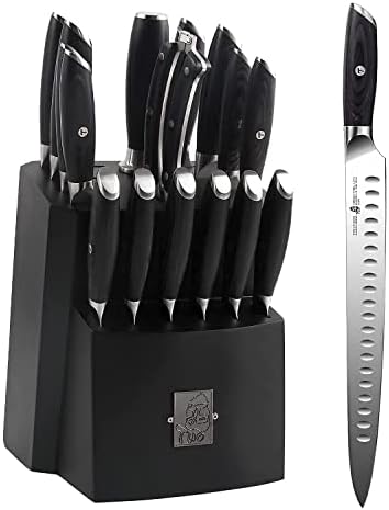 TUO Dilimleme Oyma Bıçağı 12 inç ve Mutfak Bıçağı Seti 17 adet-Döş Hindi Eti Dilimleme Bıçağı-Pakkawood Saplı Alman