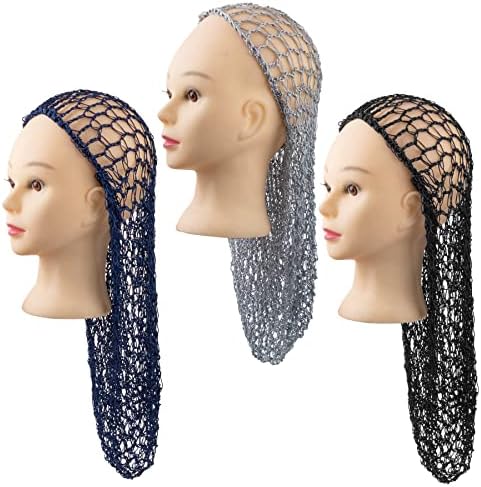 Framendino, 3 Adet Uzun Örgü Tığ Saç Net Uyku Saç Net Kap Yumuşak Uyku Kap saç aksesuarları Kadınlar için