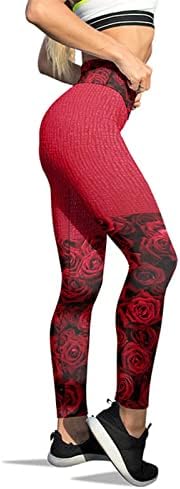 IIUS sevgililer Günü Tayt Kadınlar Kalp Baskı Yüksek Bel Yoga Koşu Tayt Yumuşak Fırçalanmış Streç Atletik Spor Pantolon