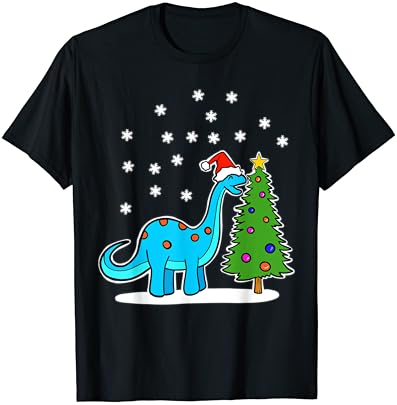 Noel Brachiosaurus Dinozor yeme bir Noel Ağacı T-Shirt