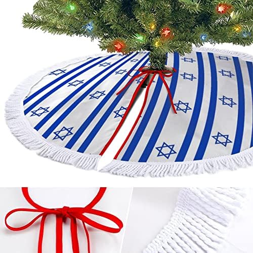 İsrail Bayrağı Şekilli Noel Ağacı Mat Etek Ağacı Taban Kapağı Püsküller ile Tatil Partisi için noel dekorasyonları