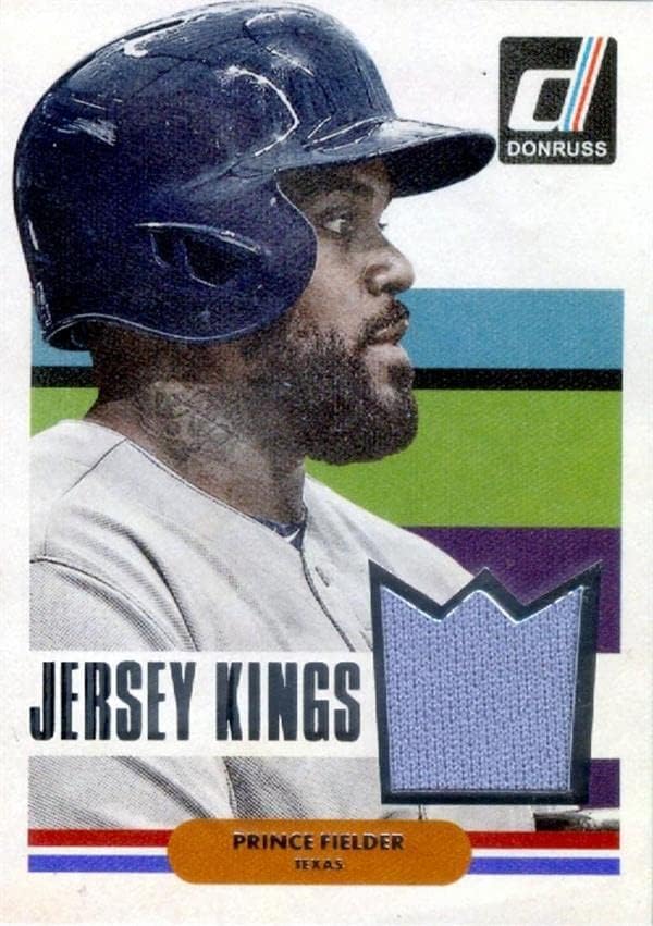 Prens Fielder oyuncu yıpranmış jersey yama beyzbol kartı (Texas Rangers) 2015 Donruss Jersey Kings 32-MLB Oyun Kullanılmış