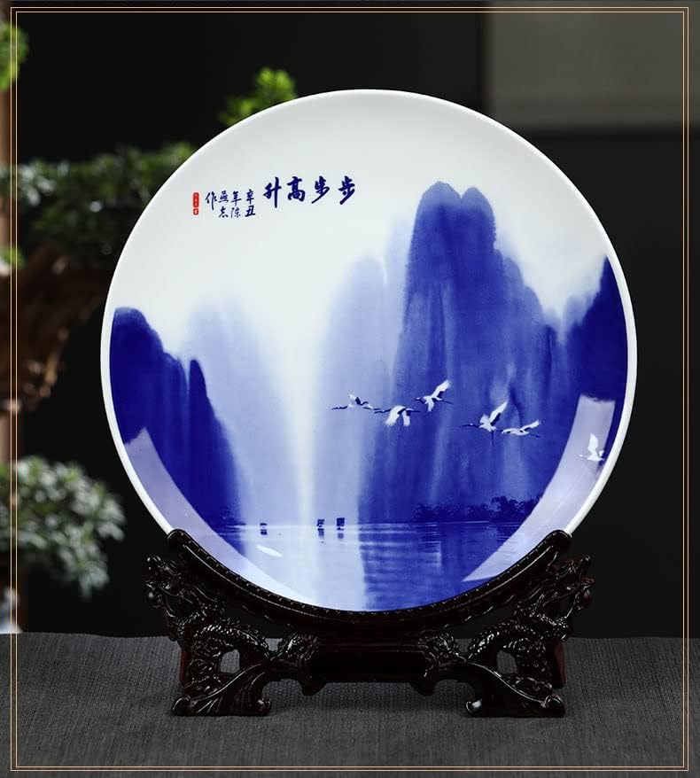 JKUYWX Kemik Çini Jingdezhen Seramik Dekoratif Asılı Plaka Oturma Plakası ev yapımı şarap dolabı Sundurma Ofis Süsleme
