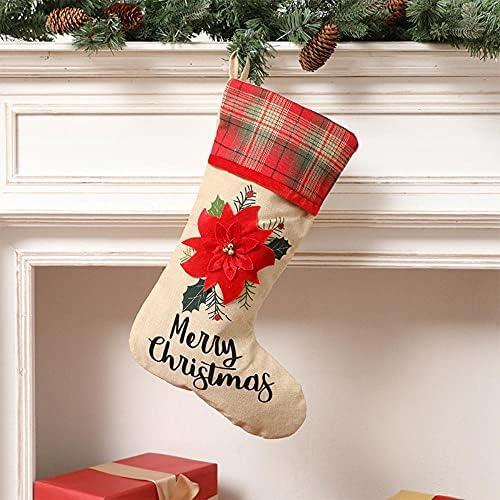 WKqıfeıl Noel Dekorasyon Hediye Çantası Keten araba Desen Noel Çorap Noel Çanta