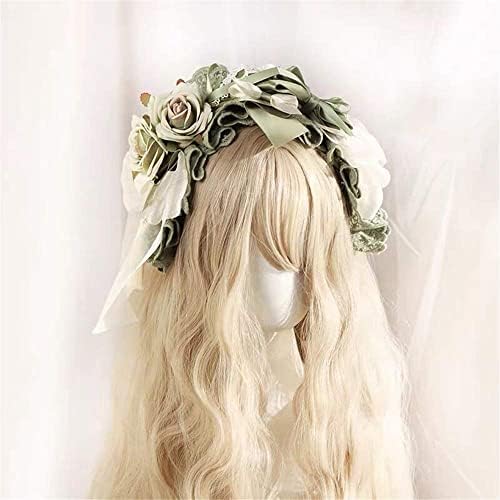 Kadın Kızlar Lolita Kafa Hizmetçi Gül Çiçek Yay-Düğüm Düğün kostümlü oyun saç aksesuarı Dantel Cadılar Bayramı eylem,