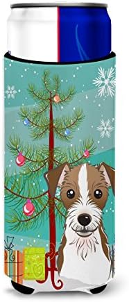 Caroline's Treasures BB1574MUK Noel Ağacı ve Jack Russell Terrier İnce kutular için Ultra Hugger, Soğutucu Kol Hugger