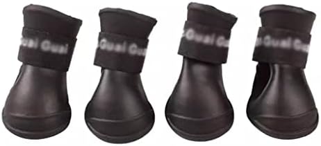 LEPSJGC 4 adet / takım Köpek Yavrusu Ayakkabı PU Su Geçirmez Pet yağmur çizmeleri Kaymaz Tırtıklı Elastik Koruyucu