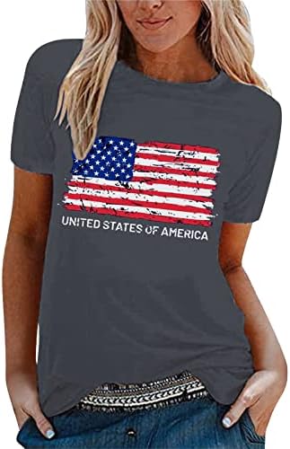MIASHUI T Shirt Kadın Gevşek kadın Bağımsızlık Günü Baskılı Kısa Kollu T Gömlek Uzun Kollu Polyester Gömlek Kadın