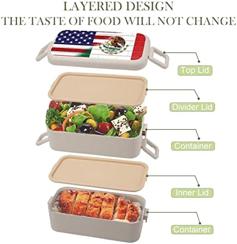 Abd Meksika Bayrağı Sınır Duvar Çift Istiflenebilir Bento yemek kabı Kullanımlık yemek kutusu Gereçler Seti Yemek