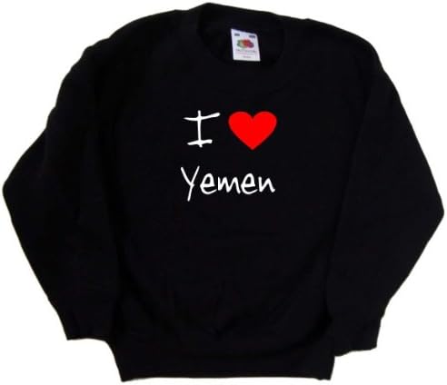 Kalbi Seviyorum Yemen Siyah Çocuk Sweatshirt
