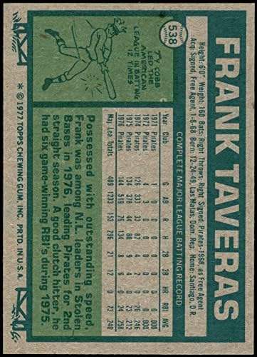 1977 Topps 538 Frank Taveras Pittsburgh Korsanları (Beyzbol Kartı) NM + Korsanlar