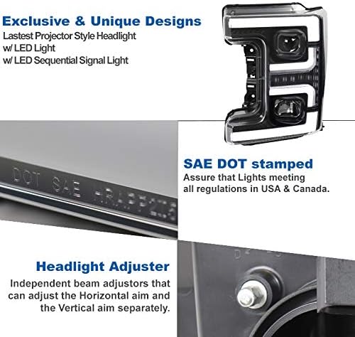 ZMAUTOPARTS LED Tüp Projektör Farlar Siyah ile Uyumlu 2017-2019 Ford F-250 F-350 F-450 F - 550 Süper Görev
