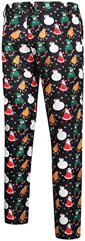 BEUU Noel 2 Parça Takım Elbise Setleri Mens için, Noel Noel Baba Baskı Blazer Pantolon Setleri İş Rahat Kıyafetler