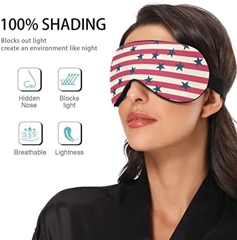 JHKKU Yıldız Çizgili Amerikan Bayrağı Erkekler Kadınlar için Uyku Maskesi Karartma Göz Kapağı, Ayarlanabilir Velcro