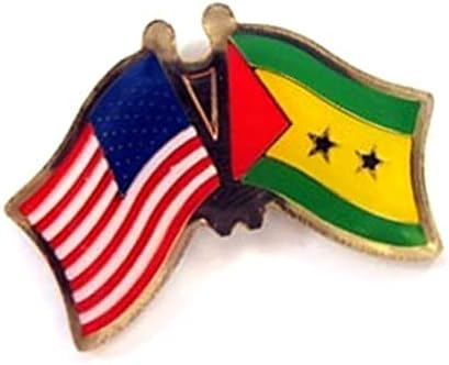 Yeni Lot 24 ABD Amerikan Sao Tome Principe Dostluk Bayrağı Şapka Kap Dekorasyon Yaka Pin Broş ve Çıtçıt Giysi için