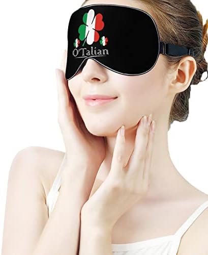 O'talian İrlandalı 4 Yapraklı Yonca İtalyan Bayrağı Uyku Göz Maskesi Sevimli Körü Körüne Göz Kapakları Siperliği Kadın