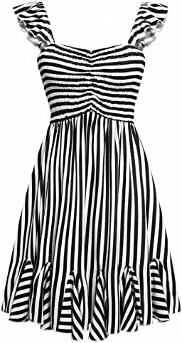 MIASHUI Petite Elbise kadın Rahat Açık Omuz Ruffled çizgili elbise İş Elbiseleri Kadınlar için