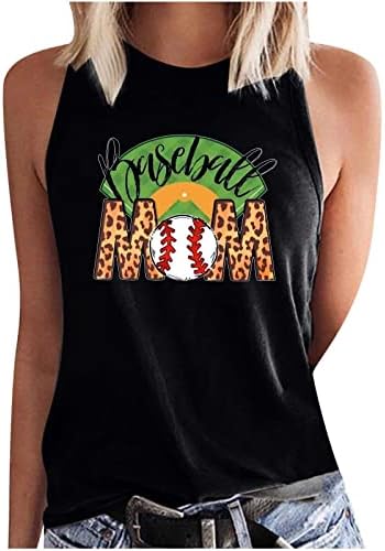 2023 Beyzbol Anne Gömlek Kadınlar için Moda Grafik Tankı Üstleri Yuvarlak Boyun Kolsuz Tunikler Gevşek Fit Egzersiz