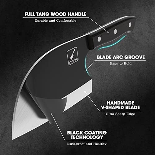 ımarku 7 inç Kasap Bıçağı ve 10 ADET Bıçak Seti - Keskin Et Cleaver El Dövme Sırp Şefler Bıçak Deri Kılıf ile Yüksek