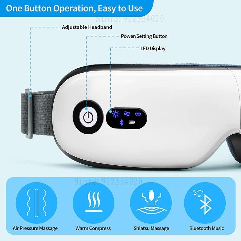 WEERSHUN elektrikli Akıllı Göz masajı 4D akıllı Hava Yastığı titreşim göz koruması ısıtma Bluetooth müzik yorgunluğu