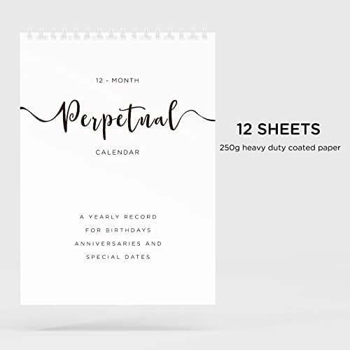Joyfulmap Perpetual Takvim, Önemli Tarihleri Hatırlamak için 12 Aylık Asılı Flip Tasarım Takvimi, 6 x 9 Minimalist