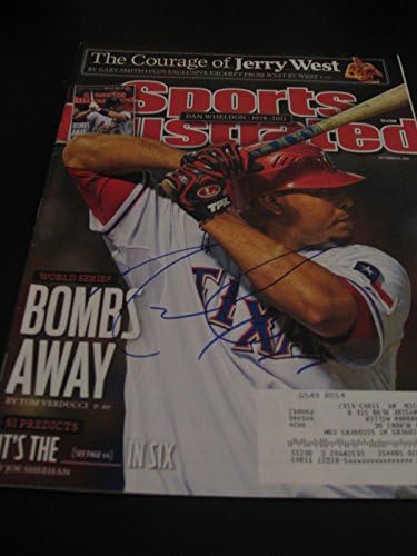 Nelson Cruz İmzalı İmza Sports Illustrated Texas Rangers Şahsen Coa B-İmzalı MLB Dergileri