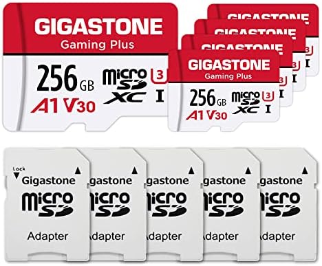 Gigastone 256 GB 5-Pack Mikro SD Kart, Oyun Artı, Nintendo-Anahtarı Uyumlu, R/W 100/60 mb/ s, 4 K Video Kayıt, mikro