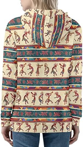 Xoenoıee 3d Baskı Kadın fermuarlı kapüşonlu svetşört Kazak Ceket Uzun Kollu Gömlek Streetwear Kazak Tops Cep İle