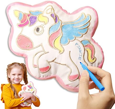 whatstem Unicorn Peluş Oyuncaklar Çocuklar için, 12 Yıkanabilir İşaretleyicili Yeniden Kullanılabilir Boyama Doodle