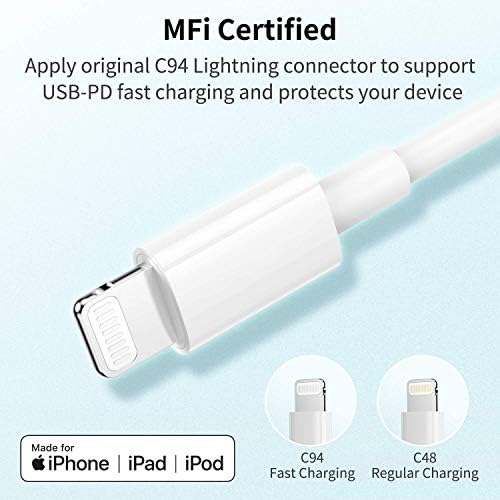 USB C'den Yıldırım Kablosuna, MFi Sertifikalı iPhone Kablosuna Şarj ve Senkronizasyon için 2 Paket 3ft Tip C'den Yıldırım