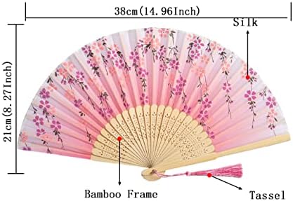 Amajiji Küçük katlanır el fanlar, bambu el ipek fanlar ile serin ve şık Kalın-Sıcak basmalar, müzik festivalleri,