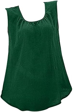 Temel Salon T Shirt Kızlar için Sonbahar Yaz Kolsuz Ekip Scoop Boyun Keten Rahat Fit Gömlek Tops Bayan WF