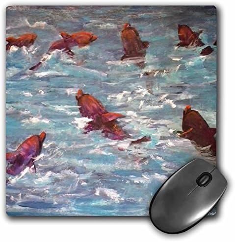 3dRose LLC 8 x 8 x 0,25 İnç Mouse Pad, Yunuslar Kulübü Toplantısı, Mavi Denizde Yedi Yunus Yüzüyor (mp_66371_1)