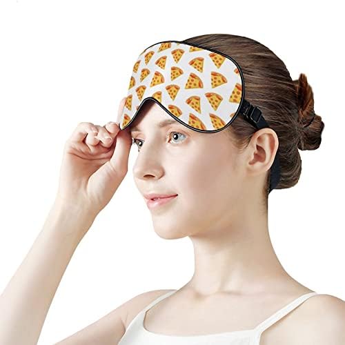 Mutlu Pizza Baskılı Uyku Göz Maskesi Yumuşak Körü Körüne Göz Kapağı Ayarlanabilir Kayış ile Gece Siperliği Seyahat